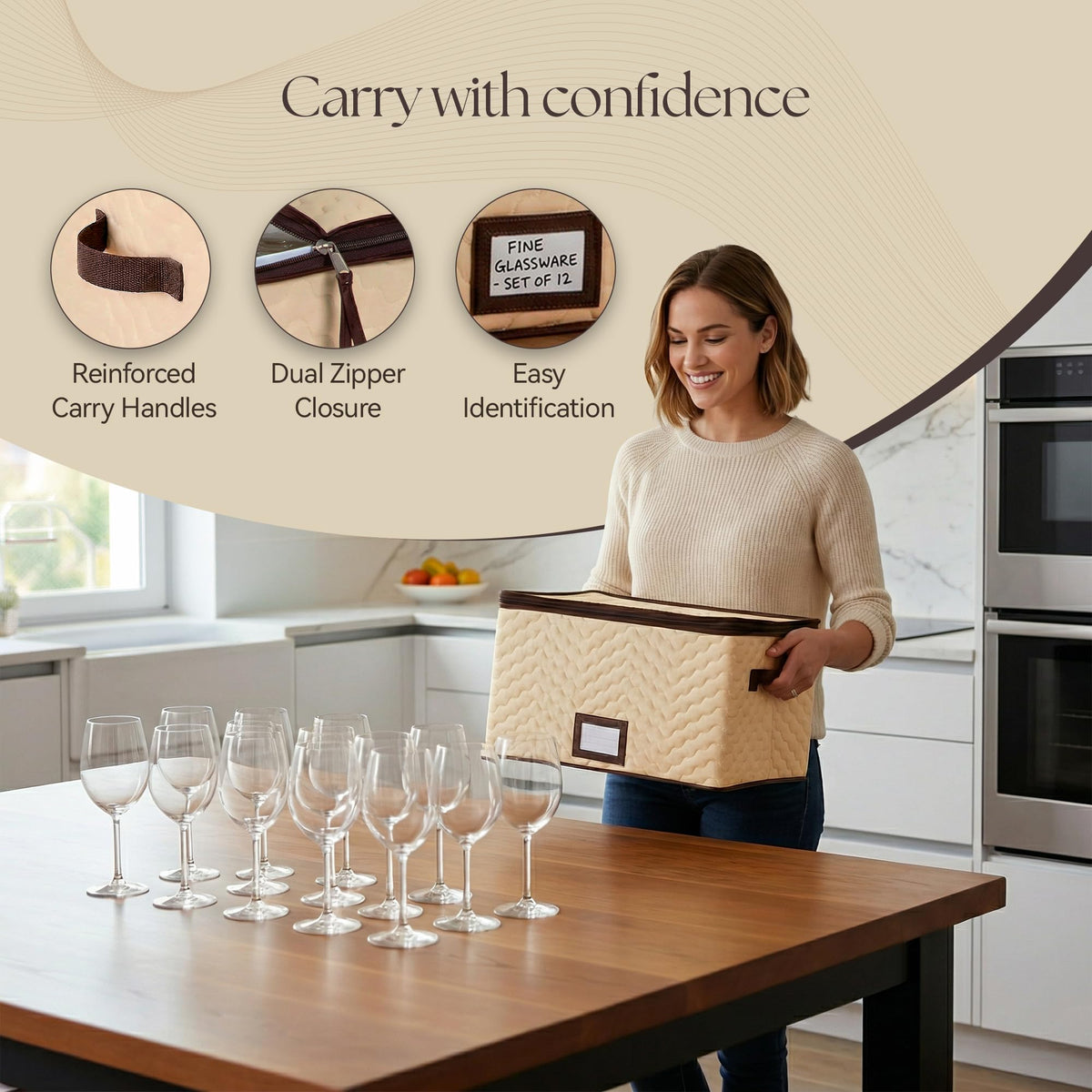HOLDN STORAGE clear labels help identify contents quickly.