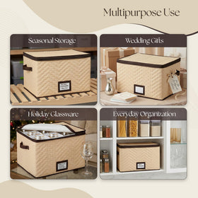 HOLDN STORAGE durable microfiber cover shields stemware from dust.