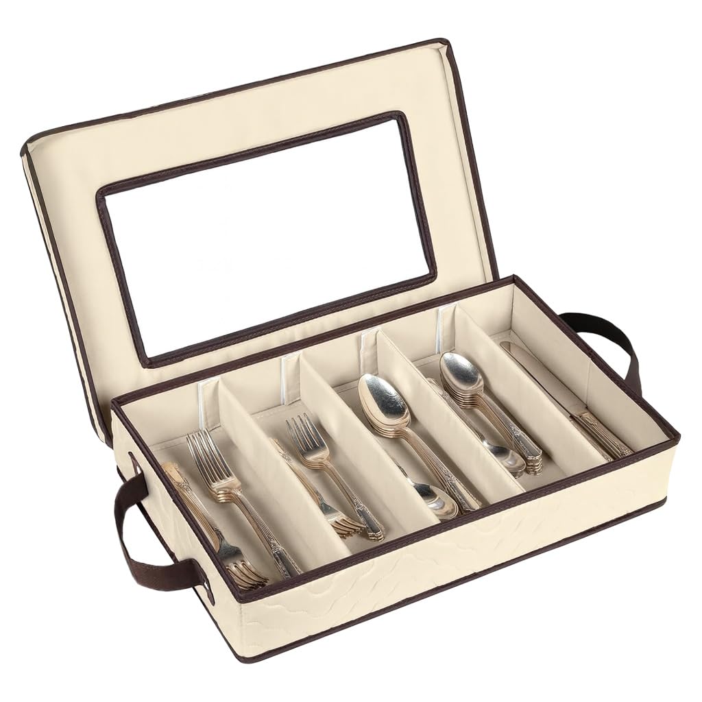 HOLDN'S STORAGE flatware storage case with five compartments keeps utensils organized and protected.