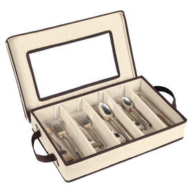 HOLDN'S STORAGE flatware storage case with five compartments keeps utensils organized and protected.
