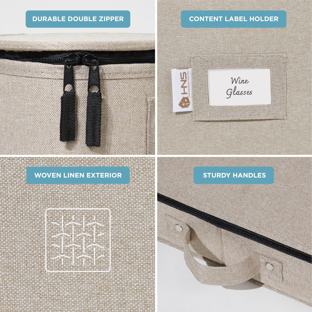 HOLDN’ STORAGE padded interior protects delicate dinnerware during transport