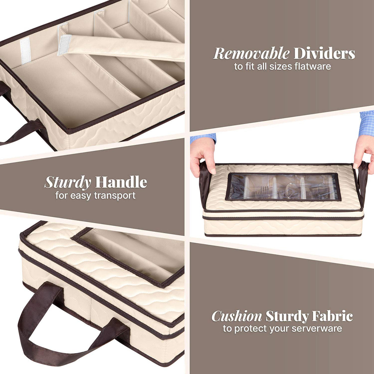 HOLDN'S STORAGE silverware box with clear window lid for fast visibility and selection.