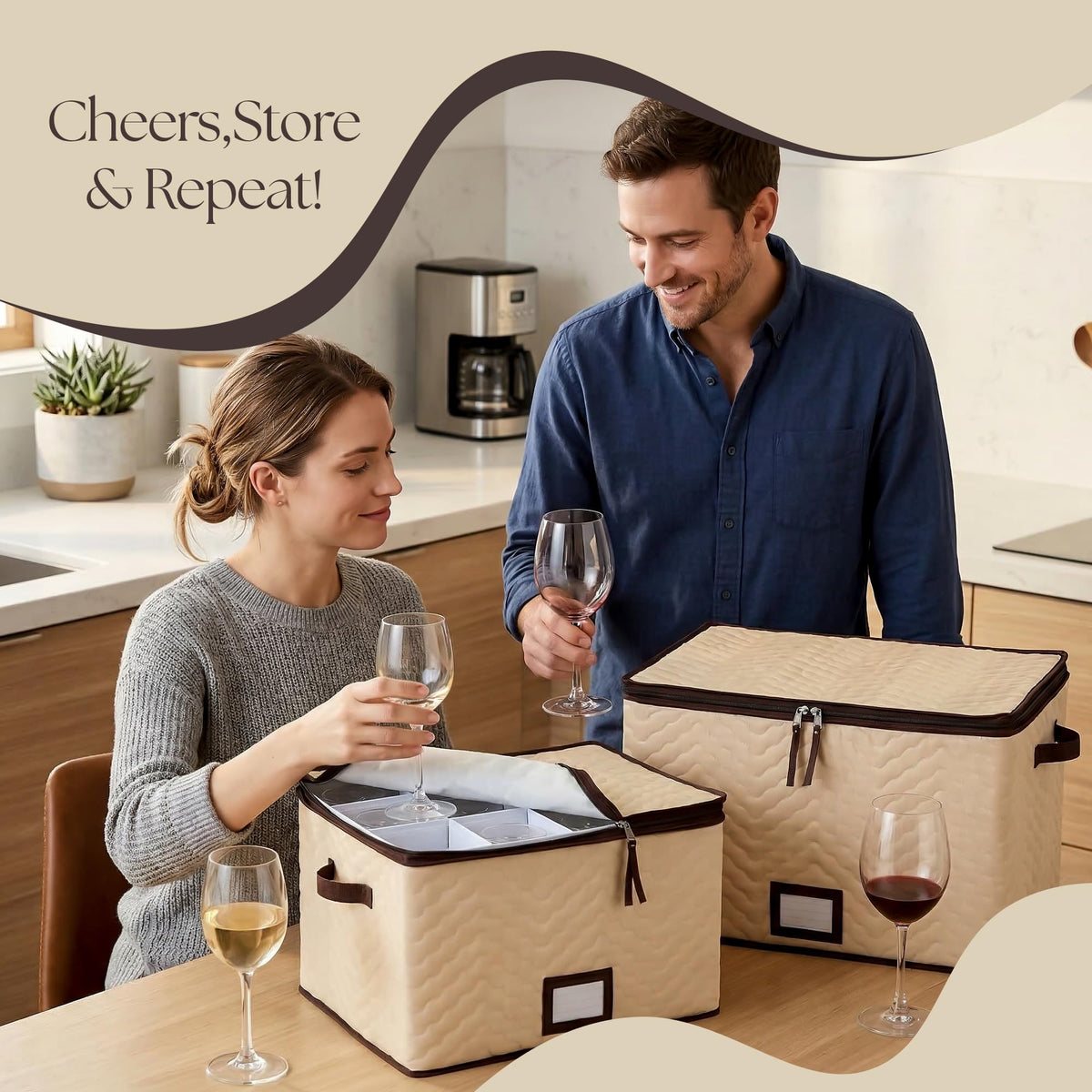 HOLDN STORAGE stemware storage case two-pack keeps glasses organized for travel.
