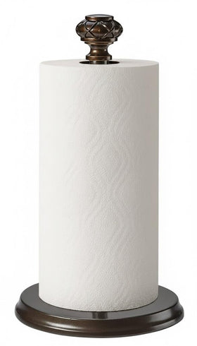 HOLDN’ STORAGE paper towel holder in oil-rubbed bronze with weighted base.