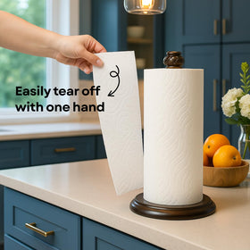 HOLDN’ STORAGE weighted base prevents tipping during one-handed tearing.