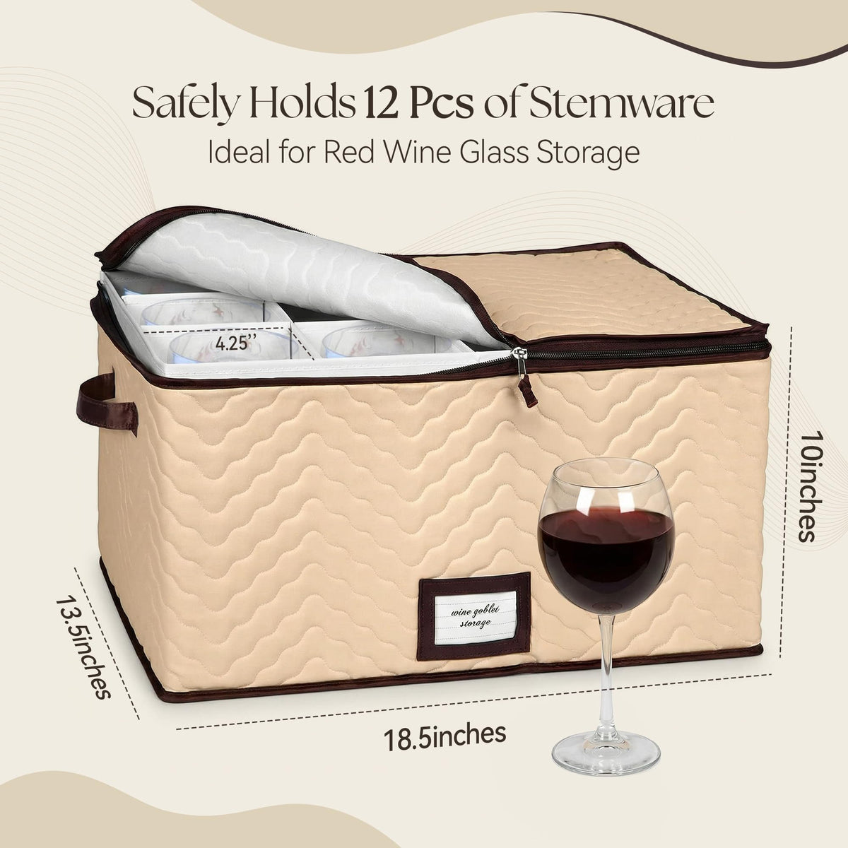 HOLDN’ STORAGE quilted microfiber shell cushions glasses during storage.