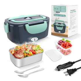 HOLDRUBY electric lunch box exterior with carrying handle for on-the-go meals