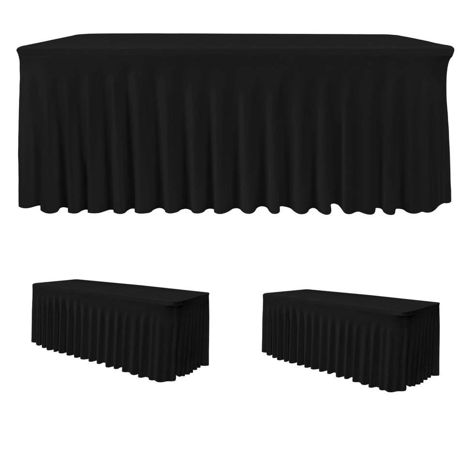 HolidayIdeas 2-pack spandex table skirt setup on a 6ft table for events