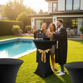 HolidayIdeas black fitted cover 2-pack ideal for events and easy setup.