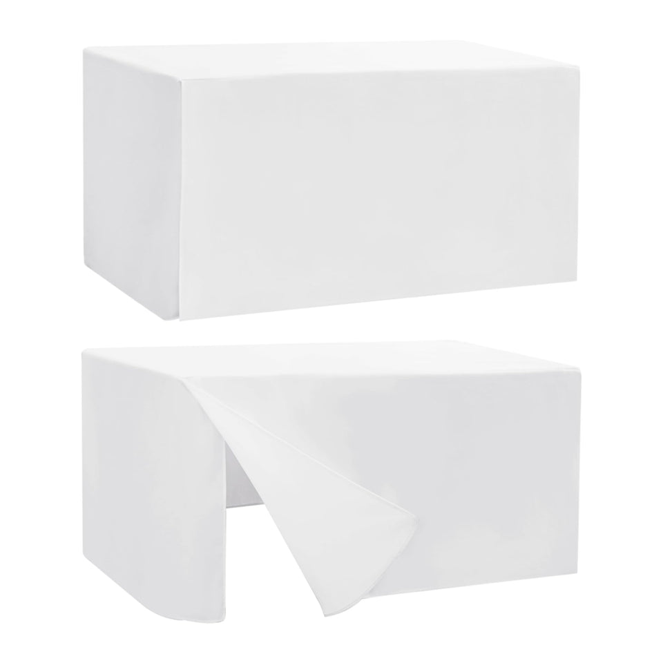 HolidayIdeas fitted table cover on a 6ft table for a clean event setup.