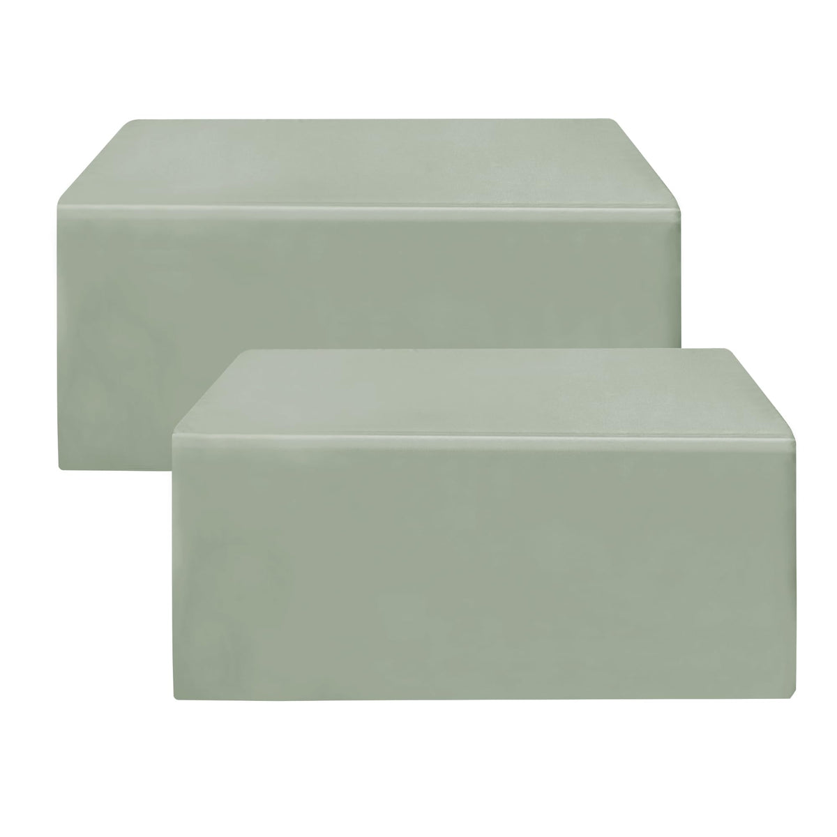 HolidayIdeas fitted table cover in sage green demonstrates clean, professional banquet presentation.