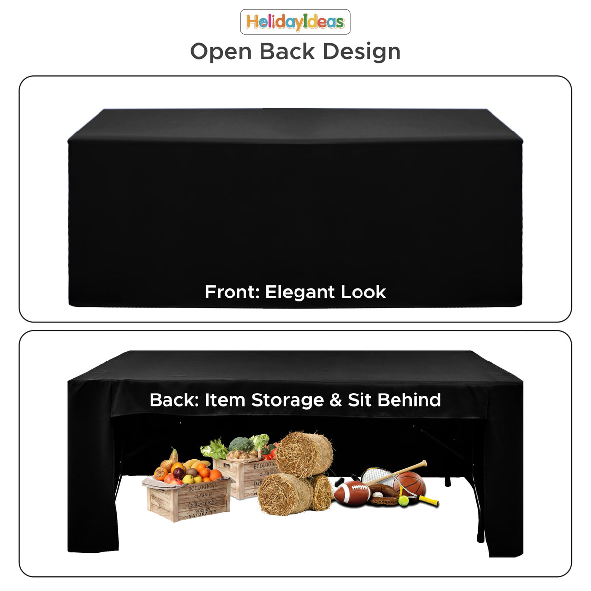 HolidayIdeas machine-washable and quick-drying tablecloths for repeat events.