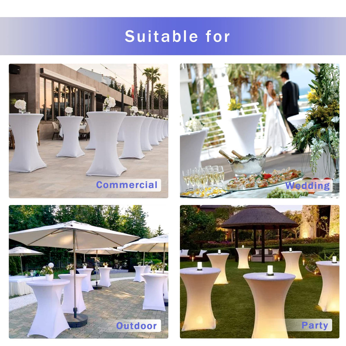 HolidayIdeas square corners compatible cover designed for high-top tables.