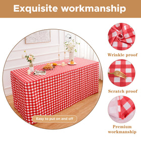 HolidayIdeas trade-show buffalo plaid tablecover enhances booth presentation.