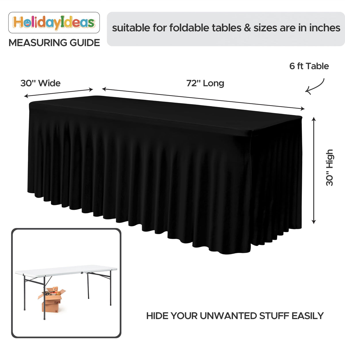 HolidayIdeas trade show table skirt creates neat, professional presentation