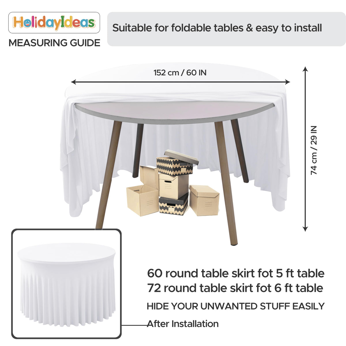 HolidayIdeas versatile white decor for weddings, baby showers, and banquets.