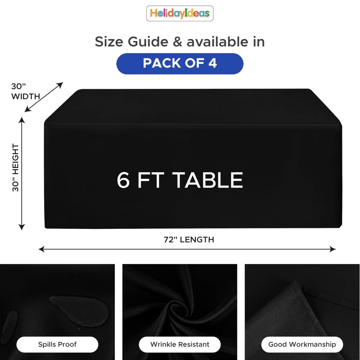 HolidayIdeas wrinkle-free polyester fabric keeps the table surface smooth