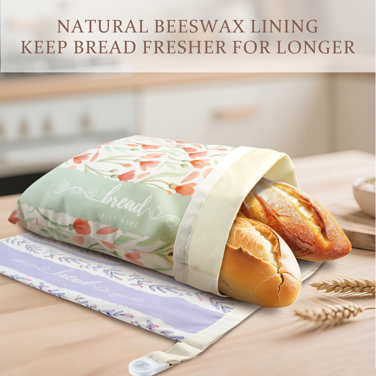 Holismo Beeswax Sourdough Bread Bags reusable material; sustainable kitchen storage.