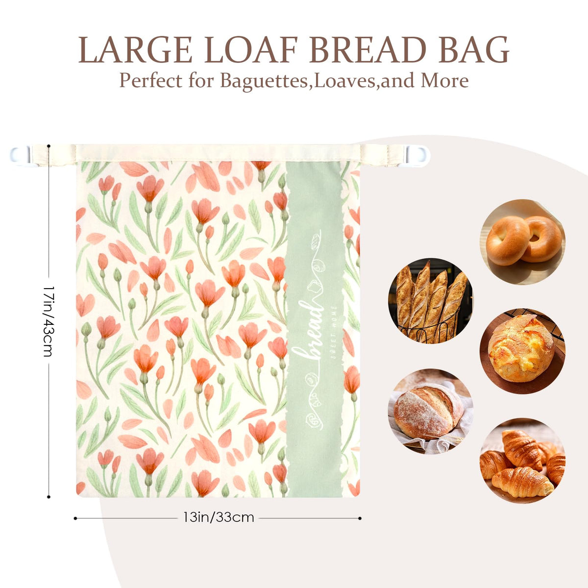 Holismo Beeswax Sourdough Bread Bags roll-top closure; airtight seal for freshness.