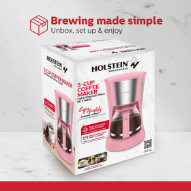 Holstein Housewares 5-cup coffee maker compact design suited for dorms and office spaces
