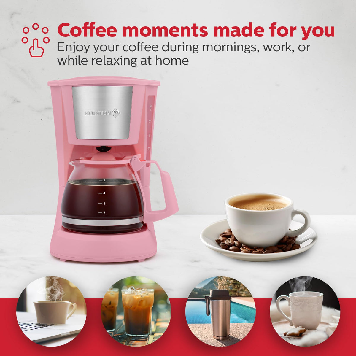 Holstein Housewares 5-cup coffee maker reusable nylon filter reduces waste