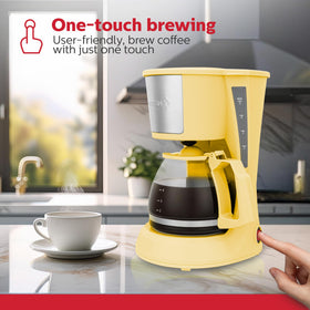 Holstein Housewares 5-Cup Coffee Maker side view, compact kitchen essential