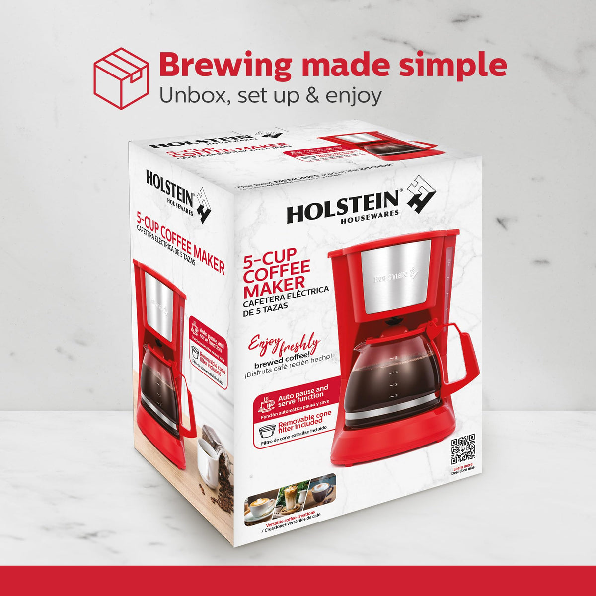 Holstein Housewares anti-drip design keeps countertops clean during brewing.