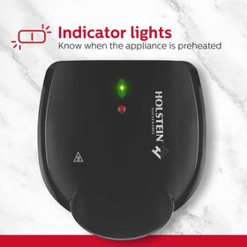 Holstein Housewares Arepa Maker ready-to-cook indicator guides perfect heating.