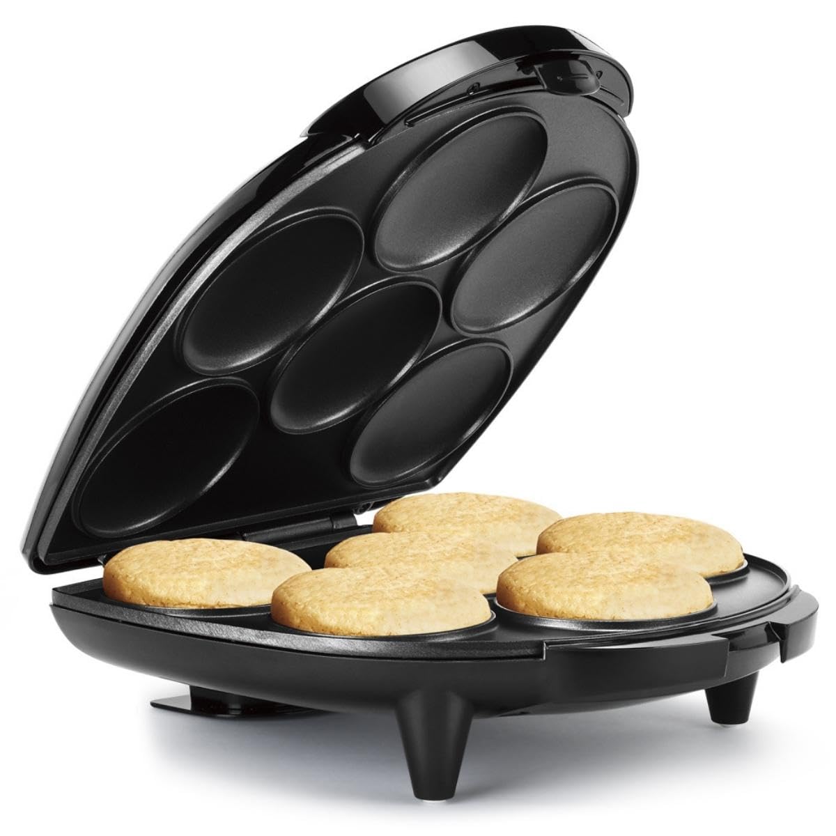 Holstein Housewares Arepa Maker top view showing six cooking sections for efficient batches.
