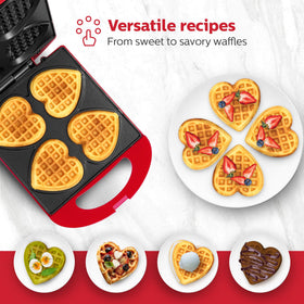 Holstein Housewares compact waffle maker saves counter space with vertical storage.