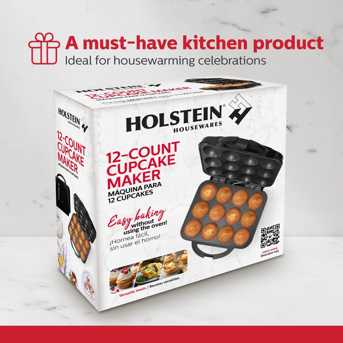Holstein Housewares cupcake maker vertical storage, space-saving design for small spaces.