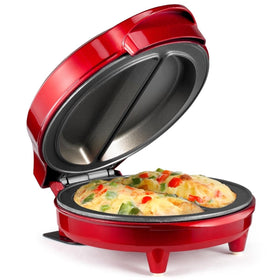 Holstein Housewares omelet maker front view, compact two-portion design for quick breakfasts.