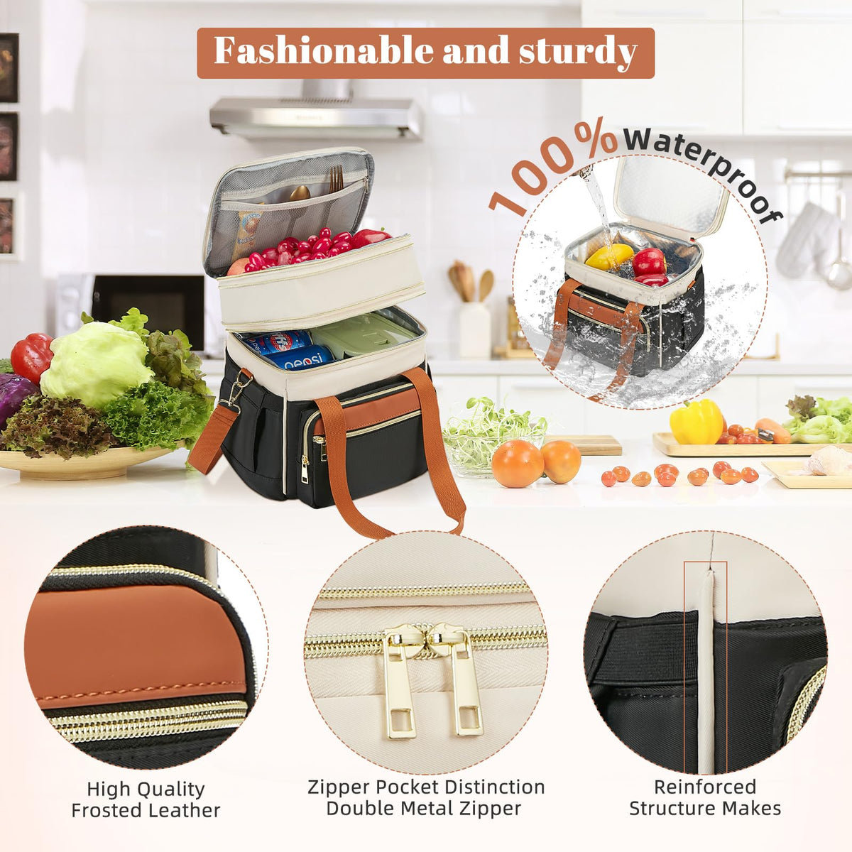 Holuxer insulated lunch bag 6mm insulation keeps content warm or cool.