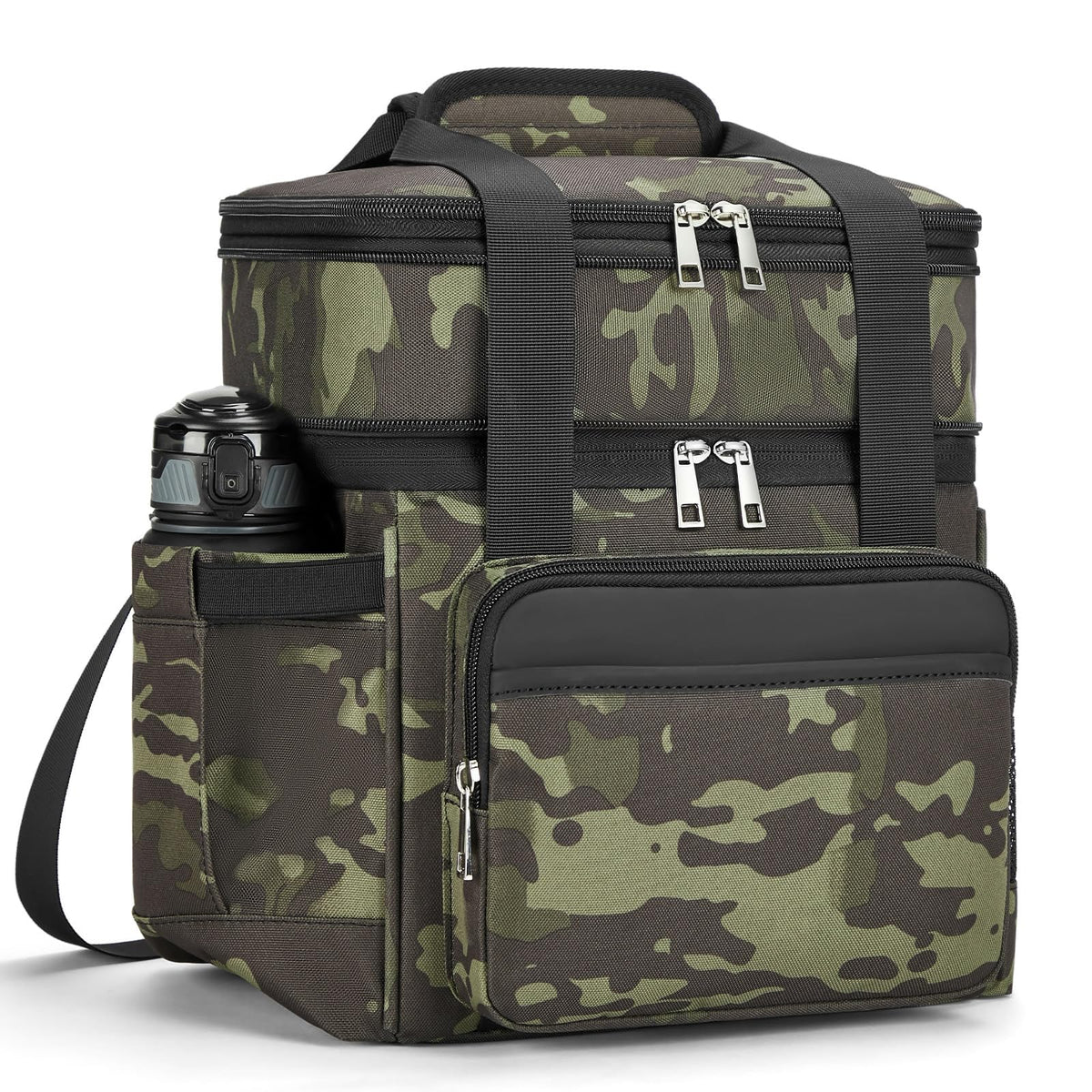 Holuxer insulated lunch bag front pocket keeps essentials organized.