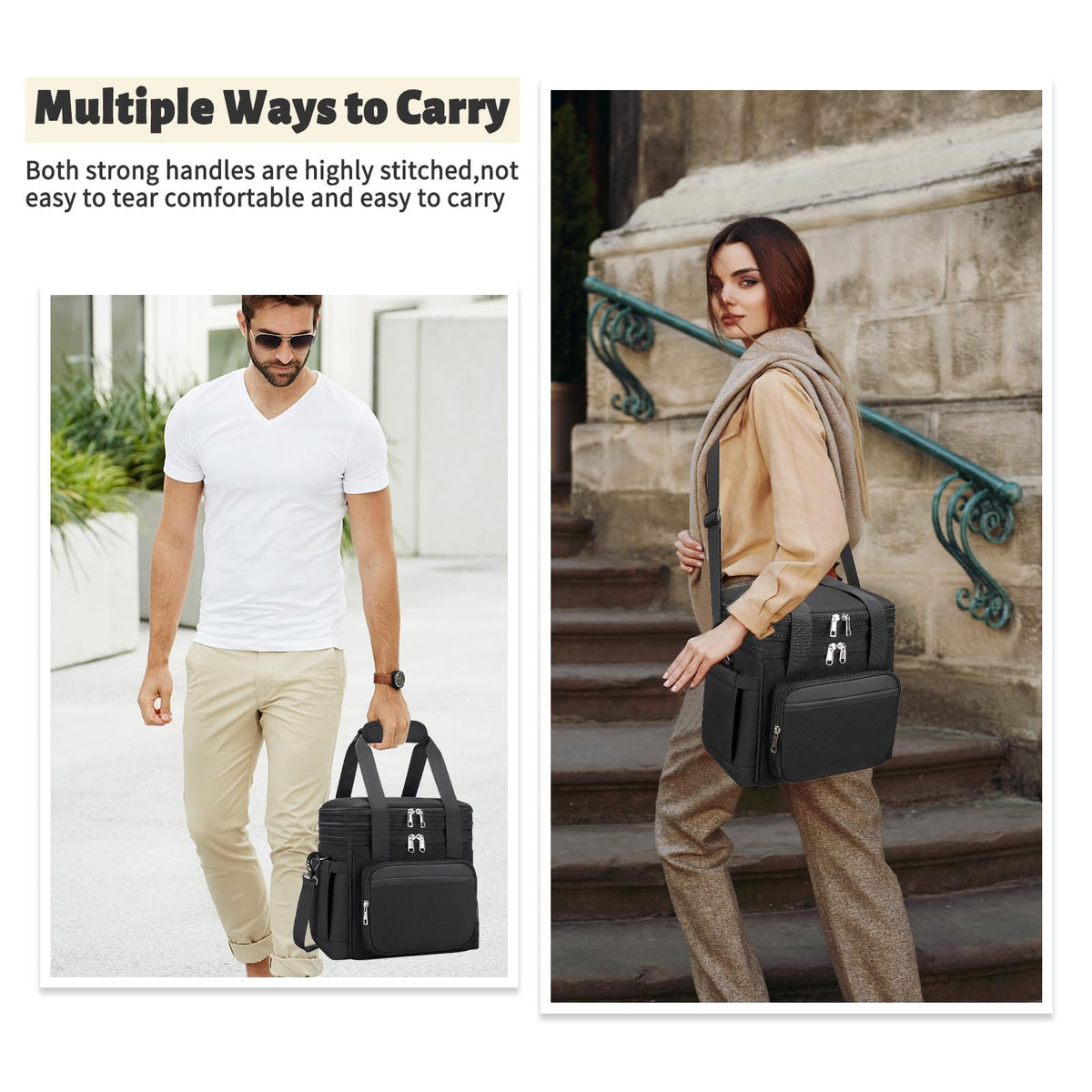 Holuxer insulated lunch bag expandable top compartment adds space when needed.