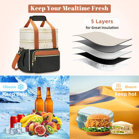 Holuxer insulated lunch bag with handle and strap for versatile wear.