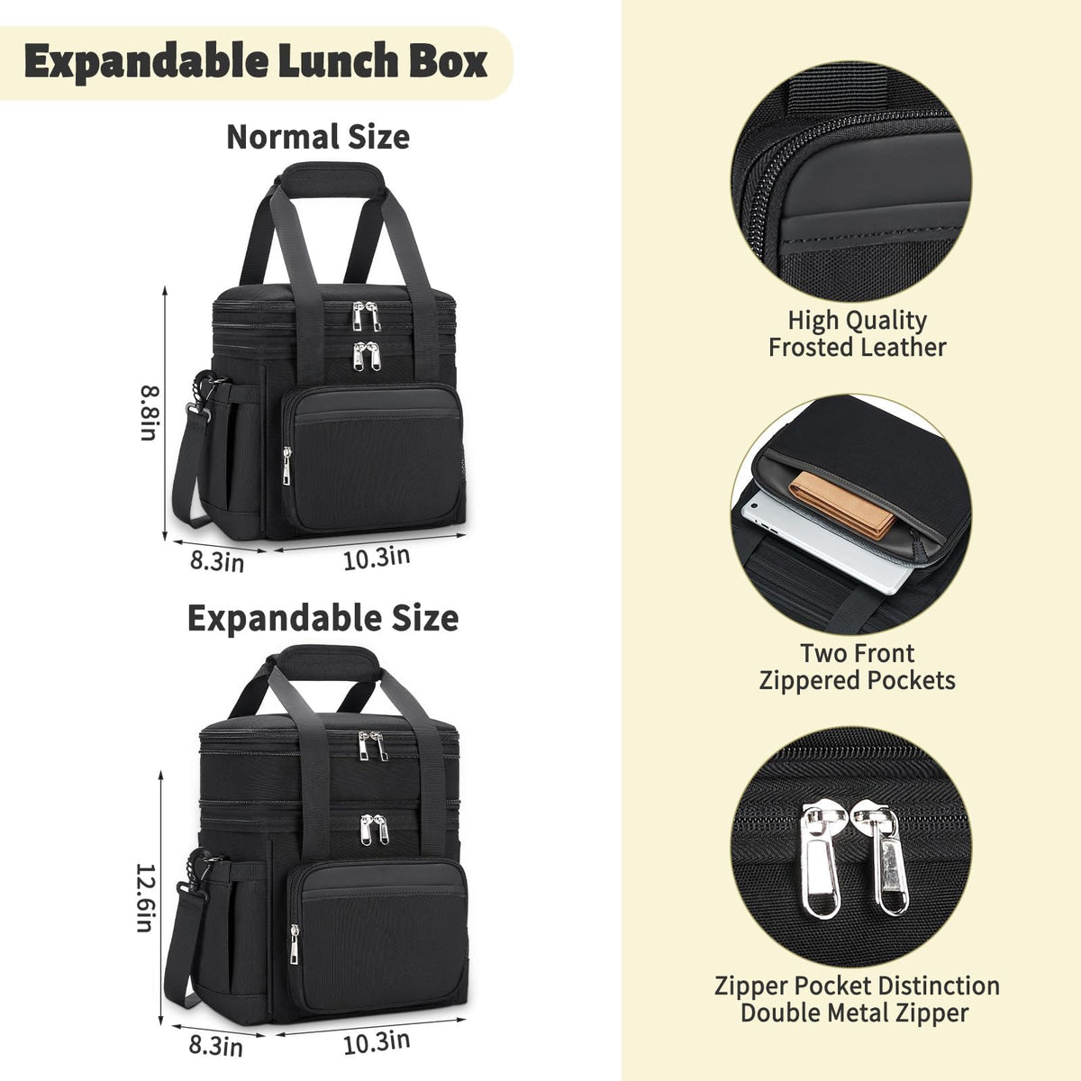 Holuxer lunch bag with 6mm insulation maintains temperature for meals on the go.