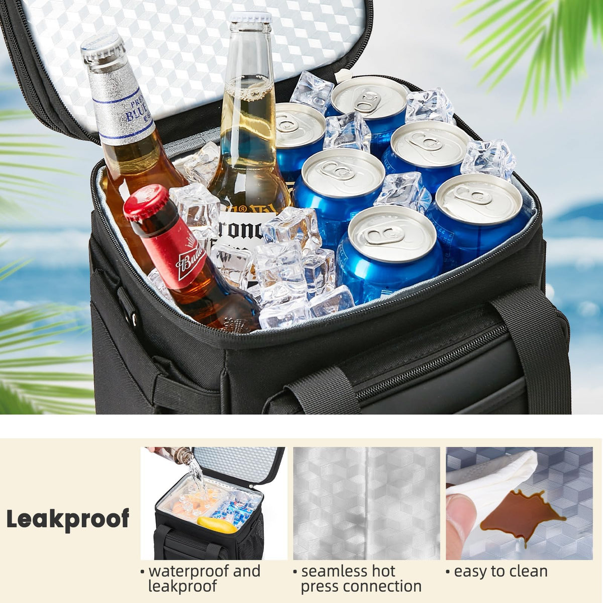 Holuxer lunch bag offers versatile carrying options with handle and shoulder strap.