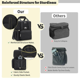 Holuxer lunch bag side pockets help organize small items during travel.