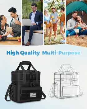 Holuxer Tactical Lunch Bag MOLLE pockets hold keys, carabiners, and small gear.