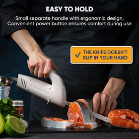 Homaider electric knife shows its 6-foot cord for flexible placement.