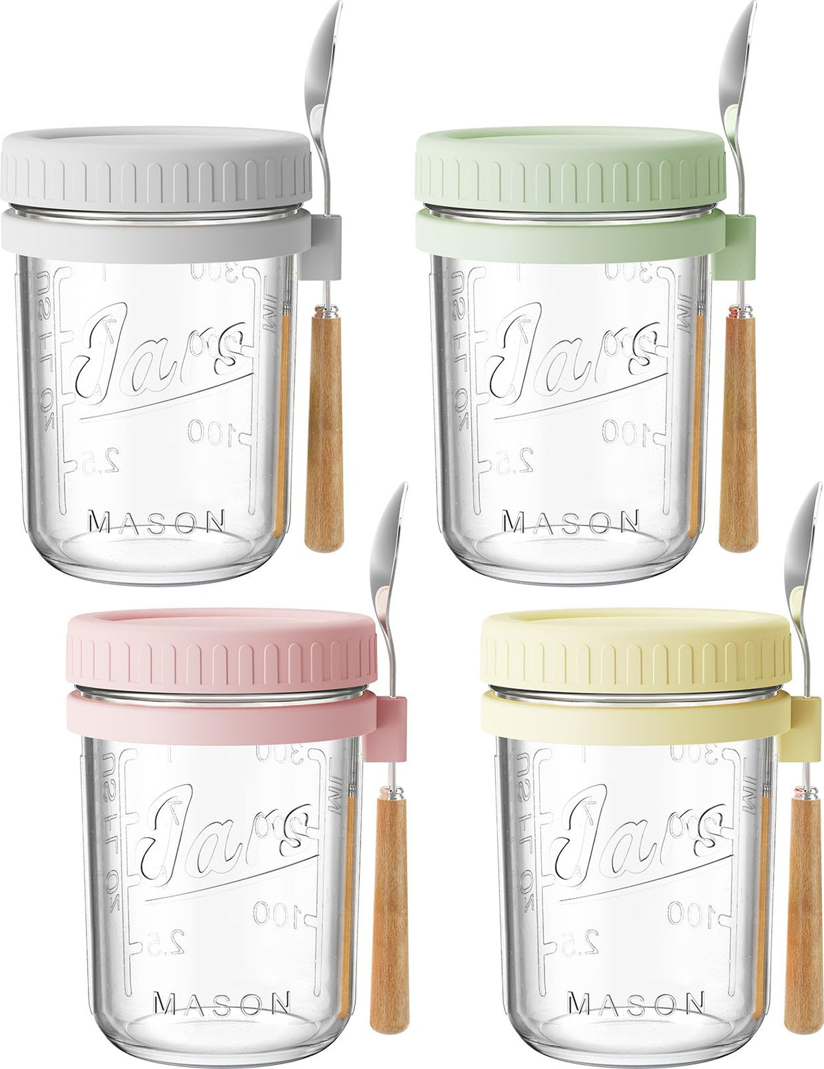 HomArtist 16oz overnight oats jar with lid shows fresh layers and clean design
