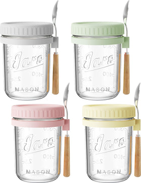 HomArtist 16oz overnight oats jar with lid shows fresh layers and clean design