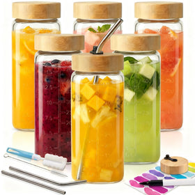 HomArtist 16oz square glass juice bottle for fresh on the go drinks