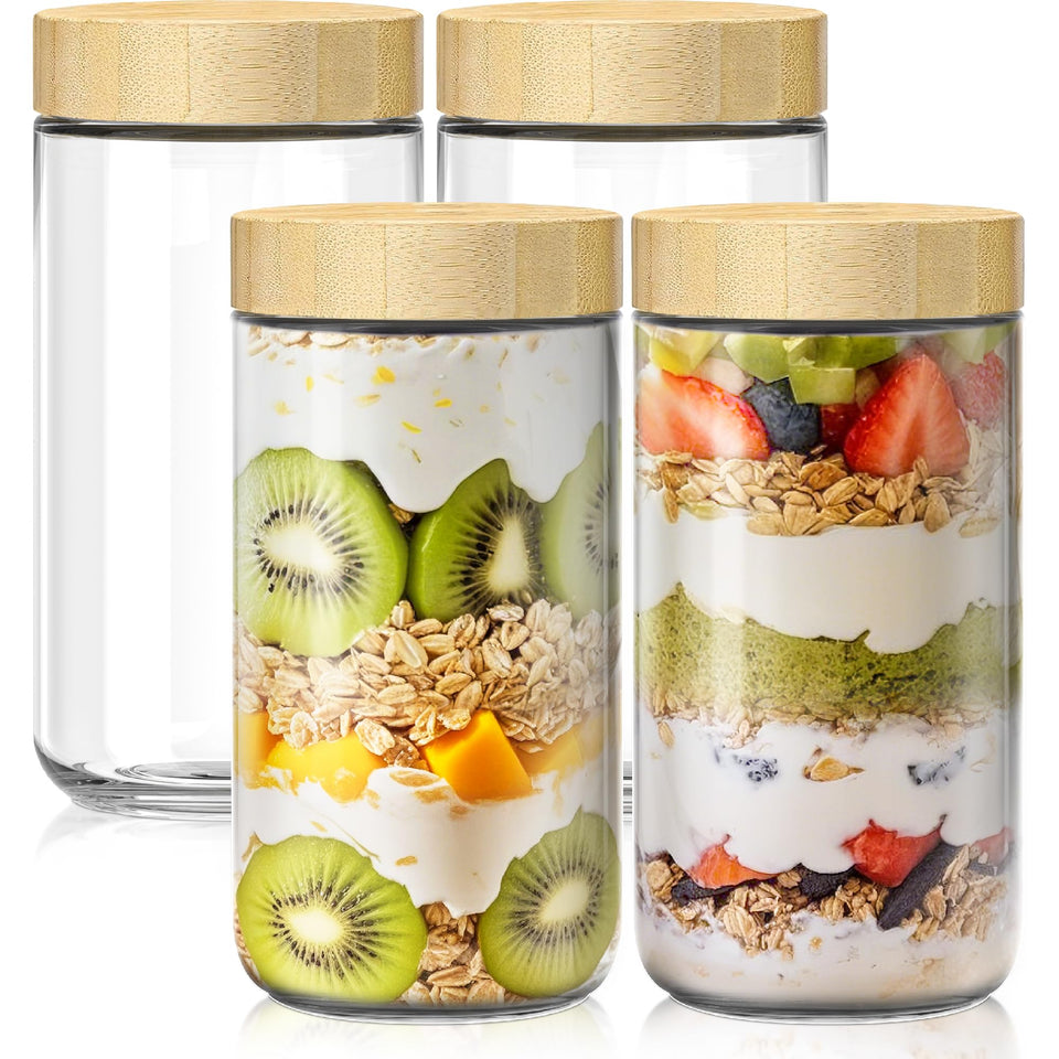HomArtist 24oz overnight oats jar with bamboo lid for quick, portion-controlled breakfasts.
