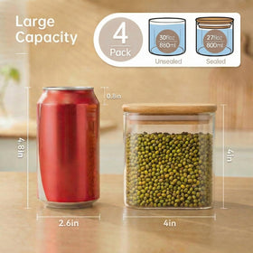 HomArtist 27oz jar set with bamboo lids, perfect for bulk grains and snacks.