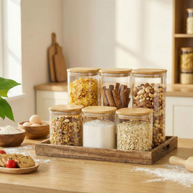 HomArtist 4-pack square jars keep kitchen organized and reduce plastic use.