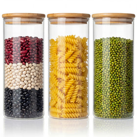 HomArtist 45oz glass jar with bamboo lid keeps contents visible and fresh.
