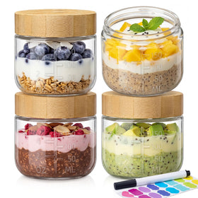 HomArtist 6oz glass jar with airtight lid ideal for portioned overnight oats.