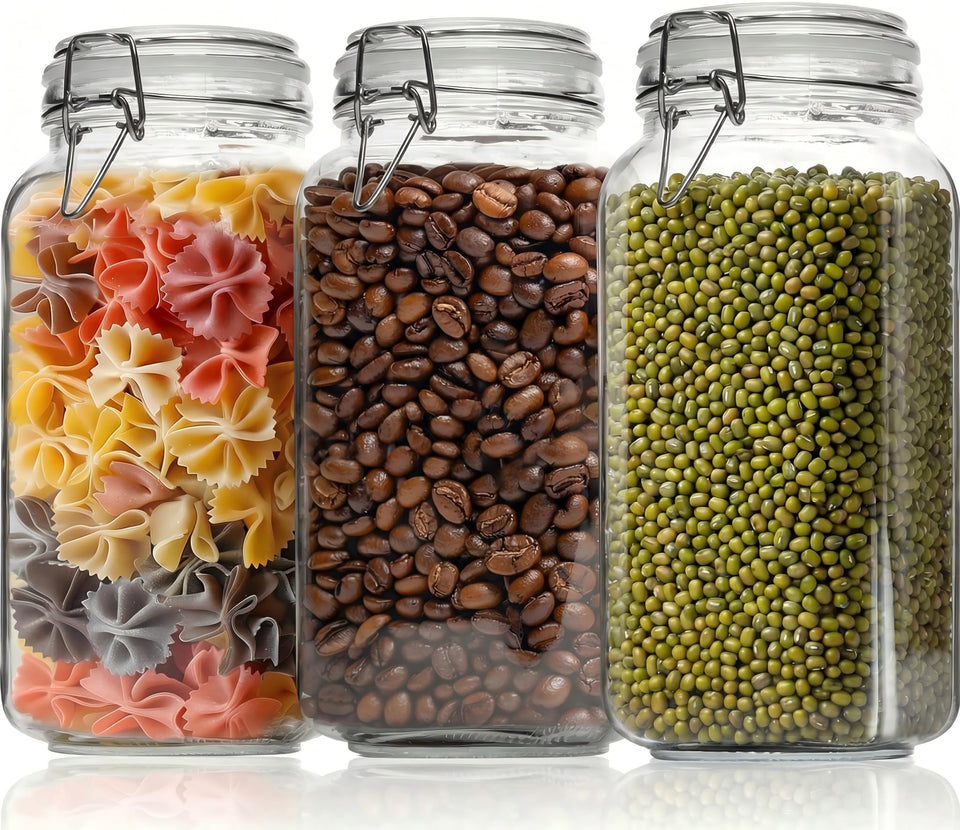 HomArtist 78oz square jar with airtight lid for pantry freshness.